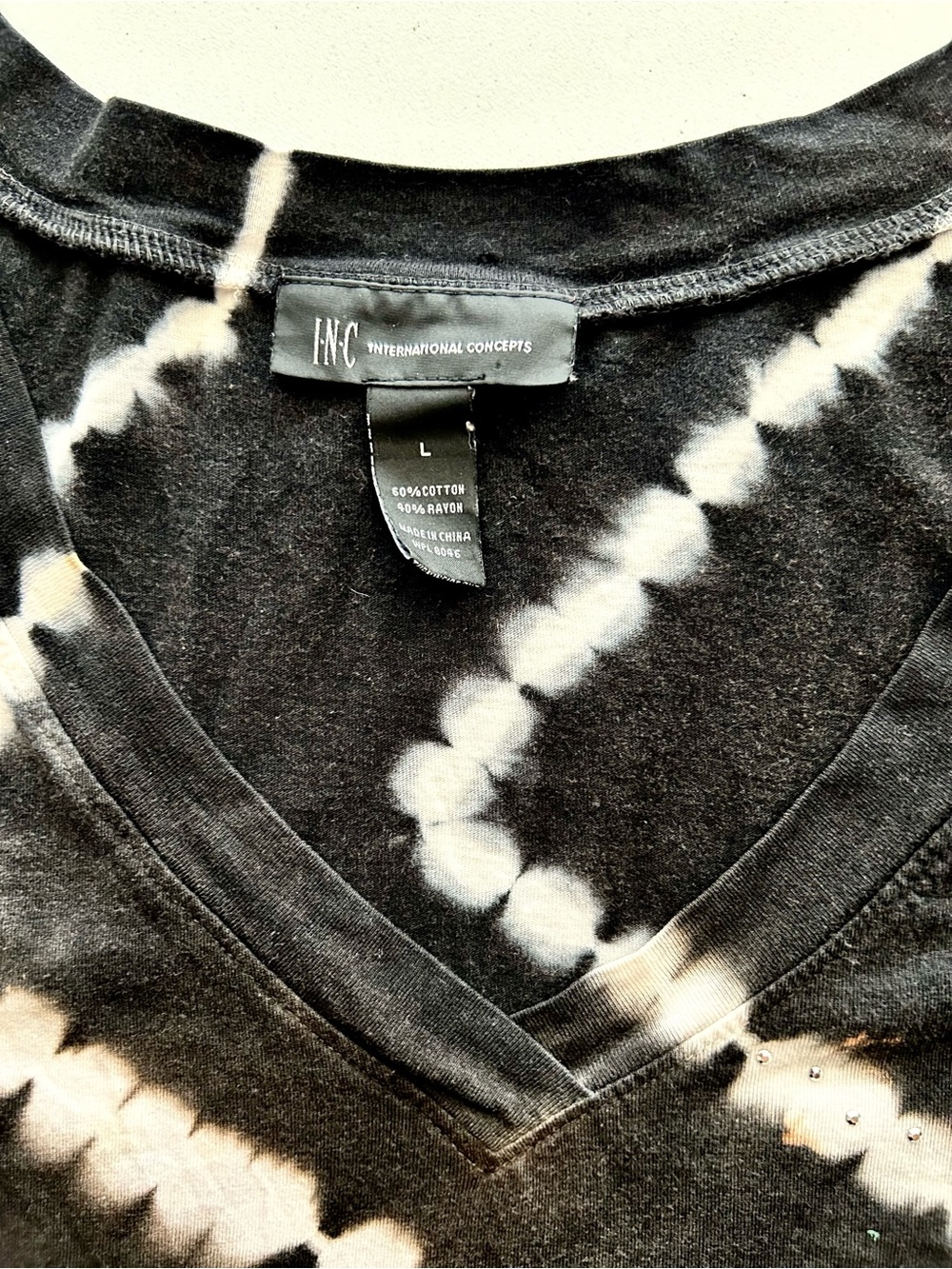 I.N.C. Reverse Tie Dye Studded Tee - Picture 5 of 5